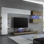 LC spa Line Wohnwand E 709042EM Kombi E, Holz, Weiss Lackiert, 342 x 50 x 170 cm