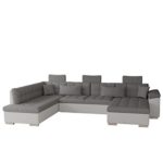 Polsterecke Presto mit Schlaffunktion und Kopfstützen, Ecksofa mit Bettfunktion, Elegante Sofagarnitur, Materialmix FARBAUSWAHL! Ecke Sofa Eckcouch Couch! (Ecksofa Rechts, Soft 017 + Florida 01)