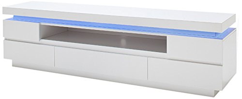 Robas Lund TV Lowboard Mediaboard Ocean Hochglanz weiß LED Beleuchtung mit Farbwechsel inkl. Fernbedienung 175 x 40 x 49 cm 48982WW8