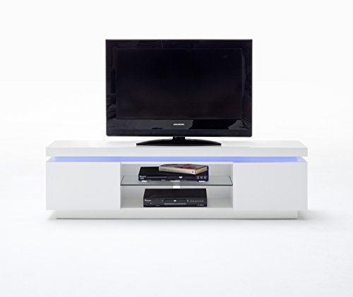 Robas Lund TV Lowboard Mediaboard Ocean Hochglanz weiß LED Beleuchtung mit Farbwechsel inkl. Fernbedienung 183 x 45 x 13 cm 48980WW8