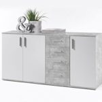 Sideboard beton/ weiss mit 4 Schubkästen