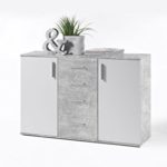 Sideboard beton/ weiss mit 4 Schubkästen und 2 Türen