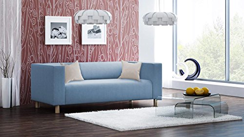 Sofa, Couch, 3-Sitzer, Polstersofa, Webstoff, blau, hellblau, Wohnzimmercouch, Designersofa, modern, retro, 3er Sofa