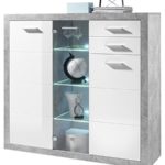 Stella Trading 45-671-D5 Stone Highboard, Holzdekor, beton / weiß, 37 x 137 x 134 cm