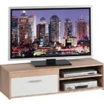 TV-Lowboard Fernsehschrank Fernsehtisch GENIUS | Eiche Sonoma | Weiß matt | 120x32x38 cm
