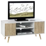 TV Lowboard TV Rack Hifi Möbel Fernsehtisch Beistelltisch Wohnzimmertisch MURICA, 2 Fächer, 2 Türen weiß/Sonoma Eiche MDF