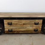 TV-Lowboard mit Rädern Sideboard Massivholz Industrial Design Loft Möbel Kommode