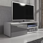 TV Möbel Lowboard TV-Element TV Schrank TV-Ständer Entertainment Vegas Body Weiß Matte/Fronten grau hochglanz 120 cm