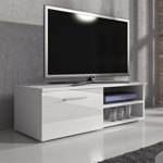 TV Möbel Lowboard TV-Element TV Schrank TV-Ständer Entertainment Vegas Body Weiß Matte/Fronten weiß Hochglanz 120 cm