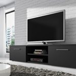 TV Möbel Ständer Schrank Vegas 150 cm Korpus Matt Schwarz / Front Matt Schwarz
