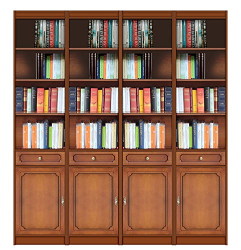 Wandregal 200 x 36.5 x H 220 cm, Regal für Büro Wohnzimmer, Wohnwand aus Holz schnell zu montieren, Bücherregal 2 m mit Türen Schubladen und Einlegeböden