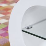 Design Couchtisch MANHATTAN weiß Hochglanz 110 cm inklusive Glaselement mit Glasplatte