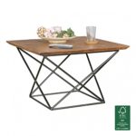 WOHNLING Design Couchtisch AKOLA Sheesham Massivholz 71 x 71 x 45 cm mit Metallgestell | Wohnzimmertisch quadratisch Modern | Holz Tisch