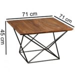 Design Couchtisch AKOLA Sheesham Massivholz 71 x 71 x 45 cm mit Metallgestell | Wohnzimmertisch quadratisch Modern | Holz Tisch