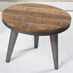 Beistelltisch Couchtisch Wohnzimmertisch Stubentisch rund 51 cm Holz Metall im Retro- bzw. Industriedesign