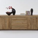 Massivholz Sideboard Modern mit 2 Türen und 3 Schubladen aus Eiche natur 228x50 cm | Dalber | Designer Low-Board 2-türig Wildeiche | Moderne Kommode mit viel Stauraum aus Massiv-Holz 228cm x 50cm