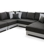 B-famous 150281 Antiebes Wohnlandschaft in U-Form Ecksofa, Materialmix, 169 x 312 x 90 cm, PU Kunstleder weiß mit Strukturstoff grau