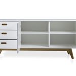 Tenzo 2175-001 Bess - Designer Sideboard, Untergestell Eiche massiv, 72 x 170 x 43 cm, weiß / eiche / lackiert matt