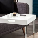 Invicta Interior Ciano Design Beistelltisch Tablett-Tisch weiß chrom 40 x 40 cm