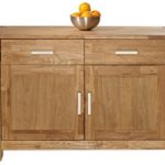 Hochwertige Kommode mit 2 Schubladen und 2 Türen aus massiver Wildeiche geölt 125x78 cm | Eos | Design Sideboard aus Wildeichen-Holz 2-türig 125cm x 78cm