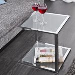 Invicta Interior Cubetto Funktionaler Beistelltisch frosted Glas chrom 40 cm