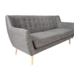 SalesFever® 3-Sitzer Sofa Lowa, in Grau, mit Stoffbezug aus Polyester, Zierknöpfe am Rückenkissen, pflegeleichte Oberfläche, sehr hoher Sitzkomfort