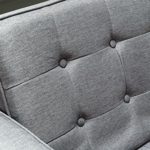 SalesFever® Designer Schlafsofa, Couch mit Schlaffunktion, Stoff Grau, Holz Eiche, FSC® 100% zertifiziert
