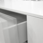 Tenzo 2285-454 Patch Designer Sideboard, lackiert, Matt, Topplatte furniert, Untergestell massiv, 85 x 238,5 x 47 cm, weiß / eiche
