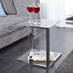 Invicta Interior Cubetto Funktionaler Beistelltisch frosted Glas chrom 40 cm