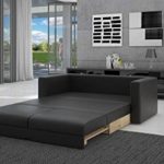 Schlaf-Sofa mit Kunstleder in schwarz 120x200 cm | Tonsbra 120 | Sofa-Garnitur mit Schlaffunktion | Couch ausziehbar für Wohnzimmer schwarz 120cm x 200cm