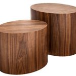 Design Beistelltisch 2er Set DIVISION Walnuss oval Satztische Tischset Couchtische Holz-Optik