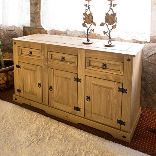 Möbel Anrichte Sideboard Kommode Stil 3 Türen 3 Schubladen gebeizt gewachst