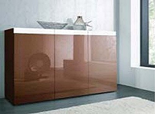 SIDEBOARD WOHNZIMMER SCHRANK WEIß CAPPUCCINO HOCHGLANZ NEU 388277