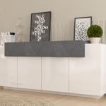 Sideboard Kommode Asia Italian Design hochglanz weiß-dunkel grau