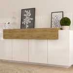 Sideboard Kommode Asia Italian Design hochglanz weiß-eiche hell