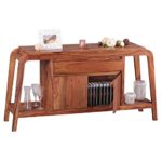 Sideboard Massivholz Sheesham Kommode 150 cm 1 Schublade 1 Fach Design Highboard Landhaus-Stil braun natur