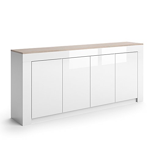 VICCO Sideboard ROMA in Weiß Hochglanz - 190 cm Kommode Schrank Anrichte Diele Flur Highboard Mehrzweckschrank