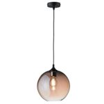 Edle Kugel Pendelleuchte VILI Ø 25 cm, Abhängung Schwarz, Glas Amberfarben, E27 Fassung