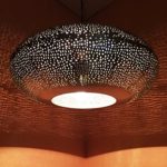 Orientalische Lampe Pendelleuchte Silber Qytura 42cm E27 Lampenfassung | Marokkanische Design Hängeleuchte Leuchte aus Indien | Orient Lampen für Wohnzimmer, Küche oder Hängend über den Esstisch