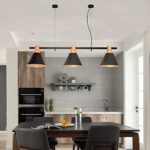 ZMH Pendelleuchte esstisch Pendellampe Holz und Metall Hängeleuchte Höhenverstellbar Hängelampe retro Deckenleuchte E27 Leuchtmittel für Esszimmer / Wohnzimmer / Büro / cafe Leuchtmittel inklusiv (Macaron-schwarz)