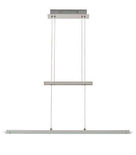 Trango Design LED Pendelleuchte, Esstischleuchte höhenverstellbar - Edelstahl-Look (Edelstahl-Look-TG2013-042)