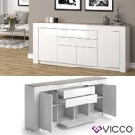 VICCO Sideboard MILAN in Weiß Hochglanz - 190 cm Kommode Schrank Anrichte Diele Flur Highboard Mehrzweckschrank