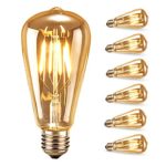 Edison Glühlampen,Samione Edison LED Lampe Vintage Stil Glühbirne Squirrel Cage Retro Lampe Antike Beleuchtung 6 Stück, [Energieklasse Energieklasse A++]