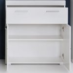 trendteam Badezimmer Schrank Kommode Amanda, 73 x 79 x 31 cm in Weiß Hochglanz mit Schubkasten und pflegeleichten Tiefzieh-Hochglanzfronten