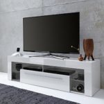 trendteam Wohnzimmer Lowboard Fernsehschrank Fernsehtisch Score Wohnen, 153 x 44 x 44 cm in Weiß Hochglanz ohne Beleuchtung