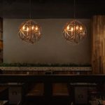 Retro Industrie Stil Pendelleuchte Kreativ Globus Entwurf Eisen Runden Bronze Lampenschirm Hängelampe, Küche Esszimmer Bar Balkon Droplight, D42CM, E14 * 4 Kerze Glühbirnen