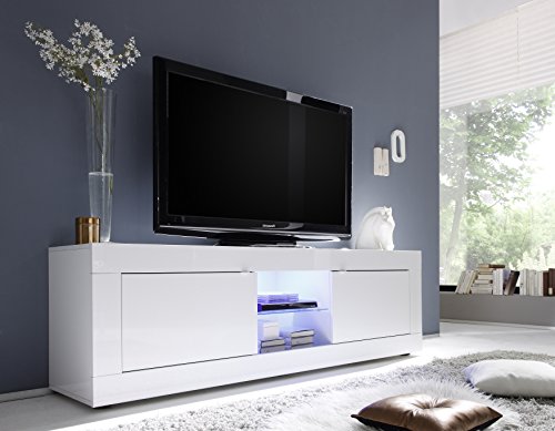 TV Schrank Basic 2-türig, 181 x 56 x 43 cm, weiß hochglanz