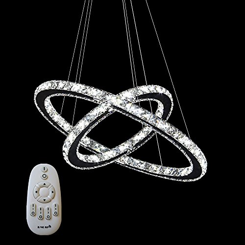 48W LED Kristall Design Hängelampe Deckenlampe Pendelleuchte Kreative Kronleuchter Zwei Ringe Dimmbar Lüster (48W Dimmbar)