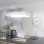 FineBuy LED-Büroleuchte SQUAR Arbeitspendelleuchte 64W silber 5440 Lumen | Pendelleuchte EEK A+ | Design Arbeitsplatz Hängelampe kaltweiß | Office Leuchte 6500 Kelvin