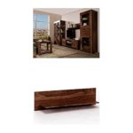 Massivum Palison Wohnwand, Holz, braun, 42 x 100 x 175 cm + Regal Palison 130x35x25 cm Palisander braun lackiert